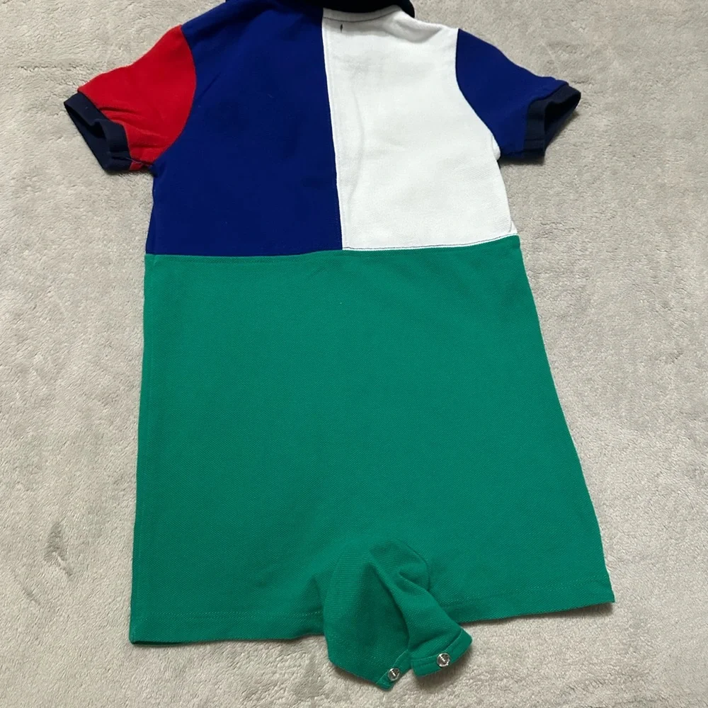 Ralph Lauren Green and White baby bodysuit